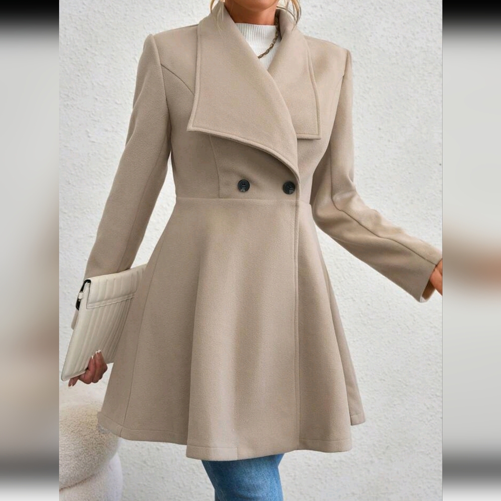 Waterfall Collar Double Button Overcoat - Picture 6 of 6